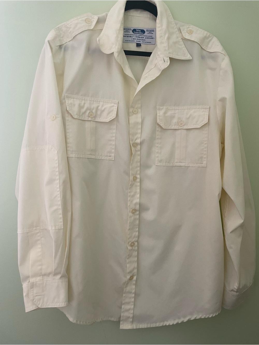 mens Vintage Tilley Safari Shirt Long-Sleeve Button-Down Size Large